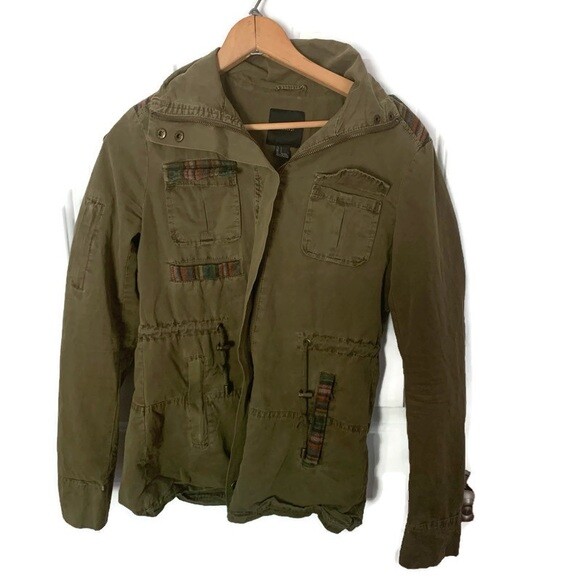 Utility Jacket Forever 21 pockets snaps Small Army Green