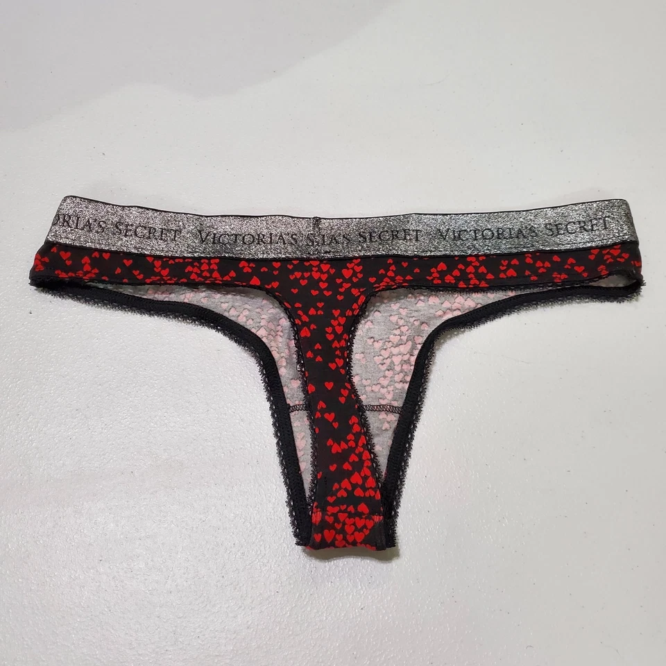 Victoria Secret Women Panties Medium Red Hearts All Over Thong NWT - Image 3 of 4