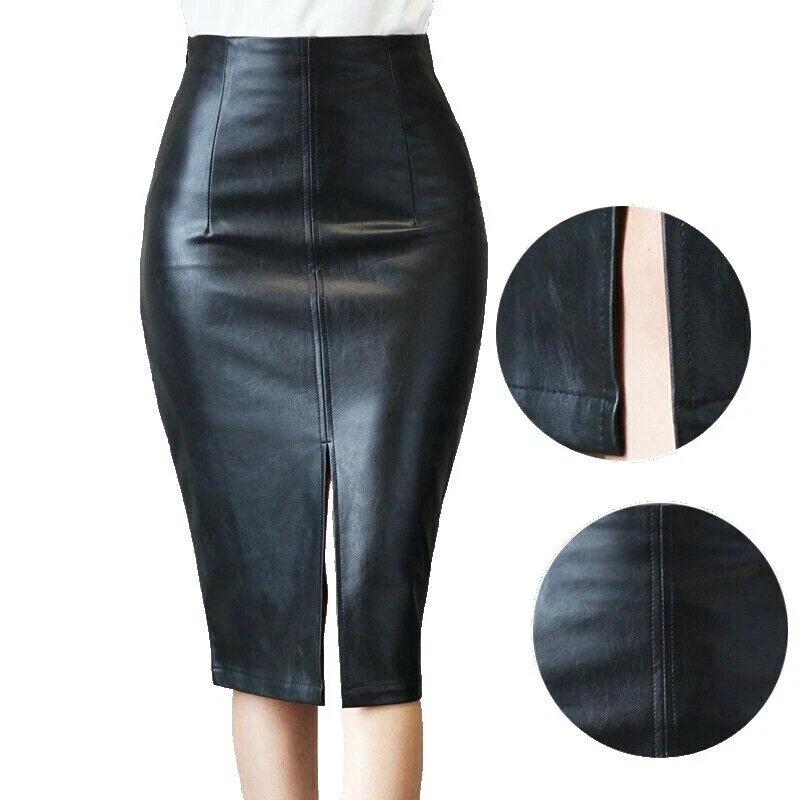 Женские прямые юбки и карандаши искусственная кожа