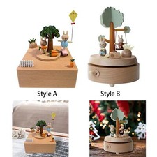 Wooden Music Box Mechanical Music Box Ornament Cute Collectibles Rotation Crafts