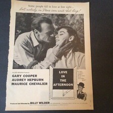 Love In The Afternoon Ad Vintage Magazine Ad Clipping Gary Cooper Audrey Hepburn