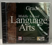 Pro One Software:  MIDDLE SCHOOL LANGUAGE ARTS  (Grade 5) PC NEW SEALED