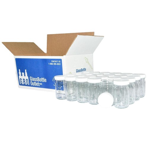 4 oz. Clear Glass Jar with White Plastic Cap (48/400) (V4) (V7) - 第 2/9 張圖片
