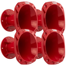 4x DS18 PRO-HA102/RD Red Bolt-on Aluminum Driver Horn with 2" Throat 4.8" Depth