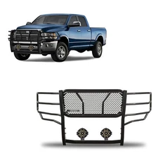 Black Horse RU-DORA10-B-PLB Rugged-HD Grille Guard w/7.0" Blk LED Ram 2500/3500