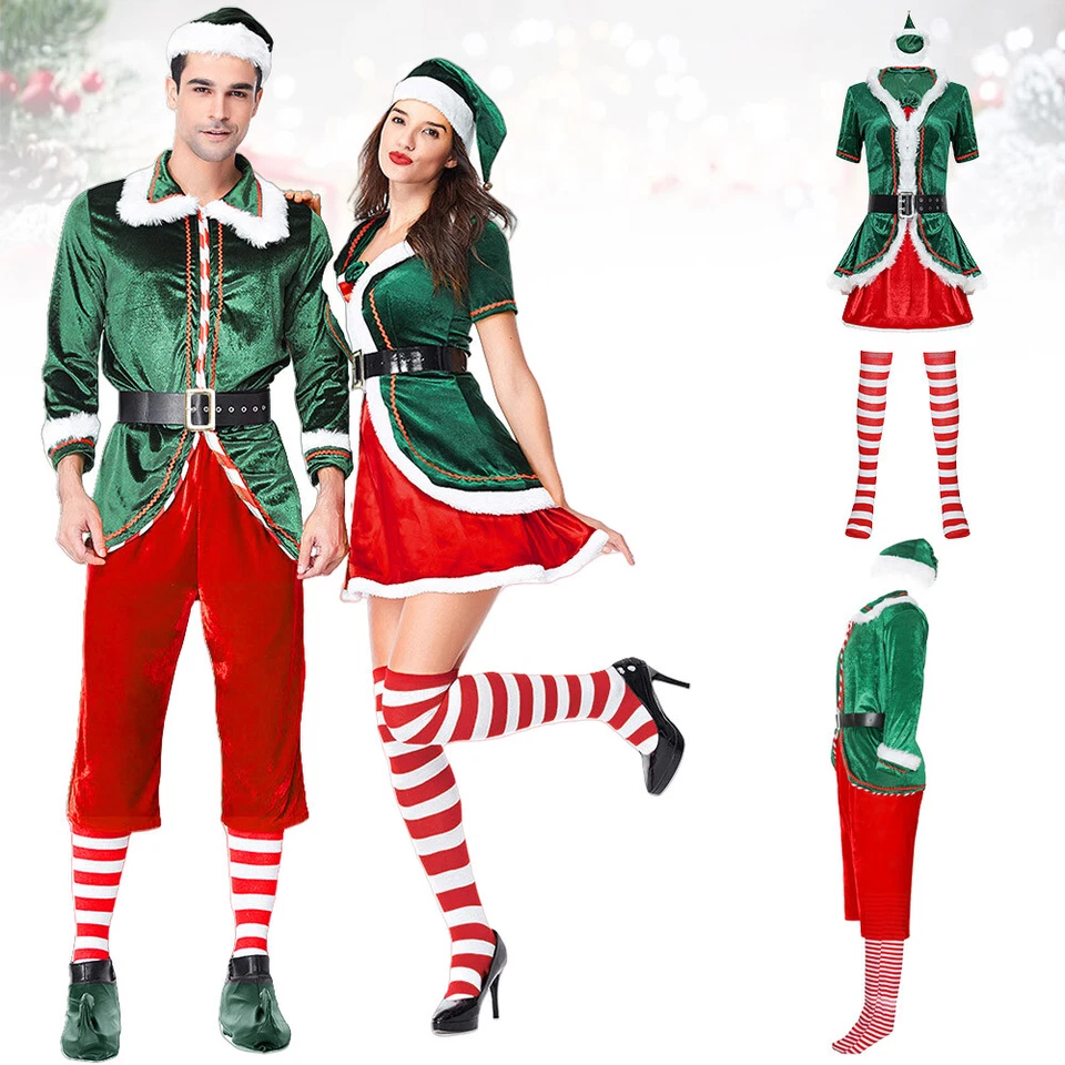 MARKENLOS Weihnachts Elf Wichtel Weihnachtshelfer Elfen Kostüm Herren Damen Weihnachten DE