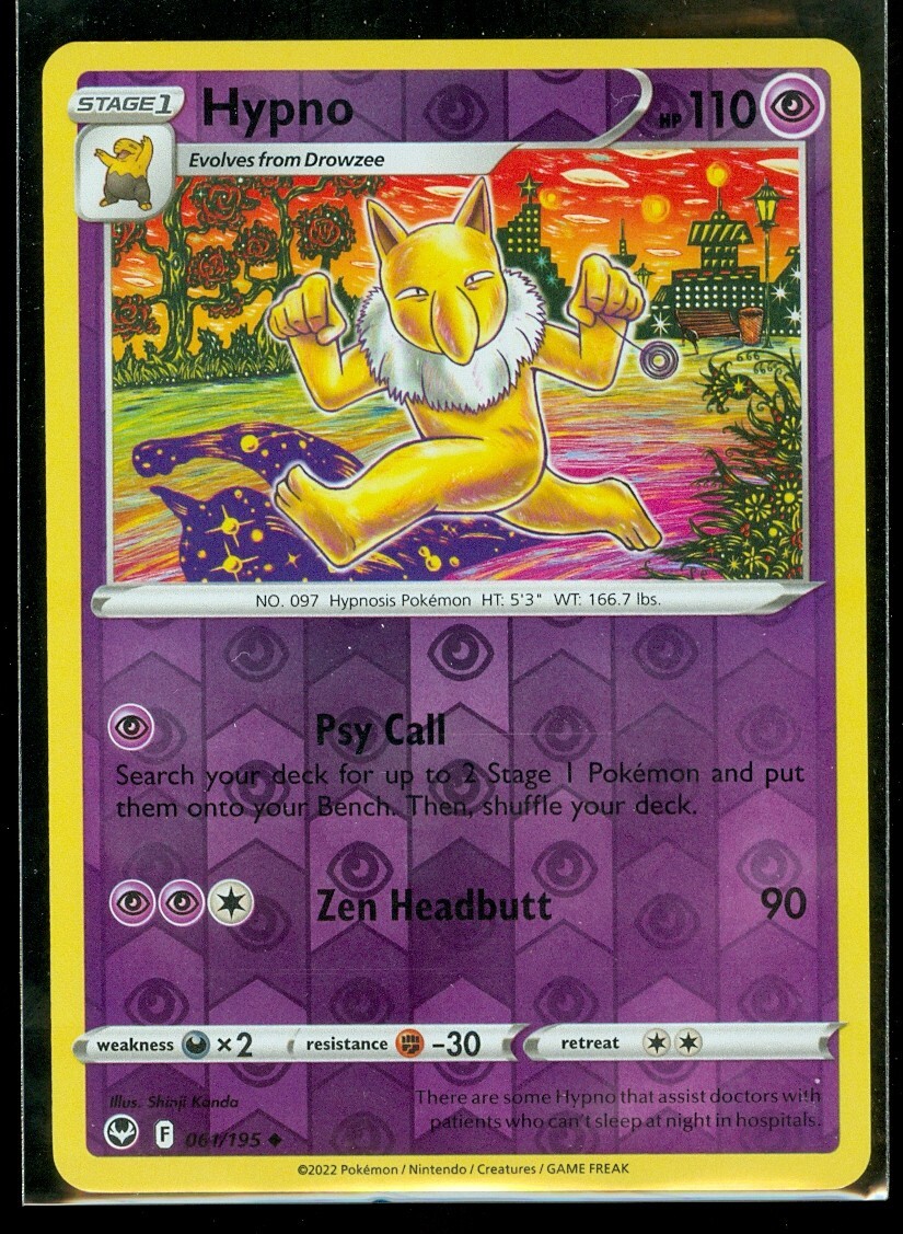Pokemon HYPNO 061/195 - Silver Tempest - Rev Holo - - MINT Pokemon HYPNO 061/195 - Silver Tempest - Rev Holo - - MINT