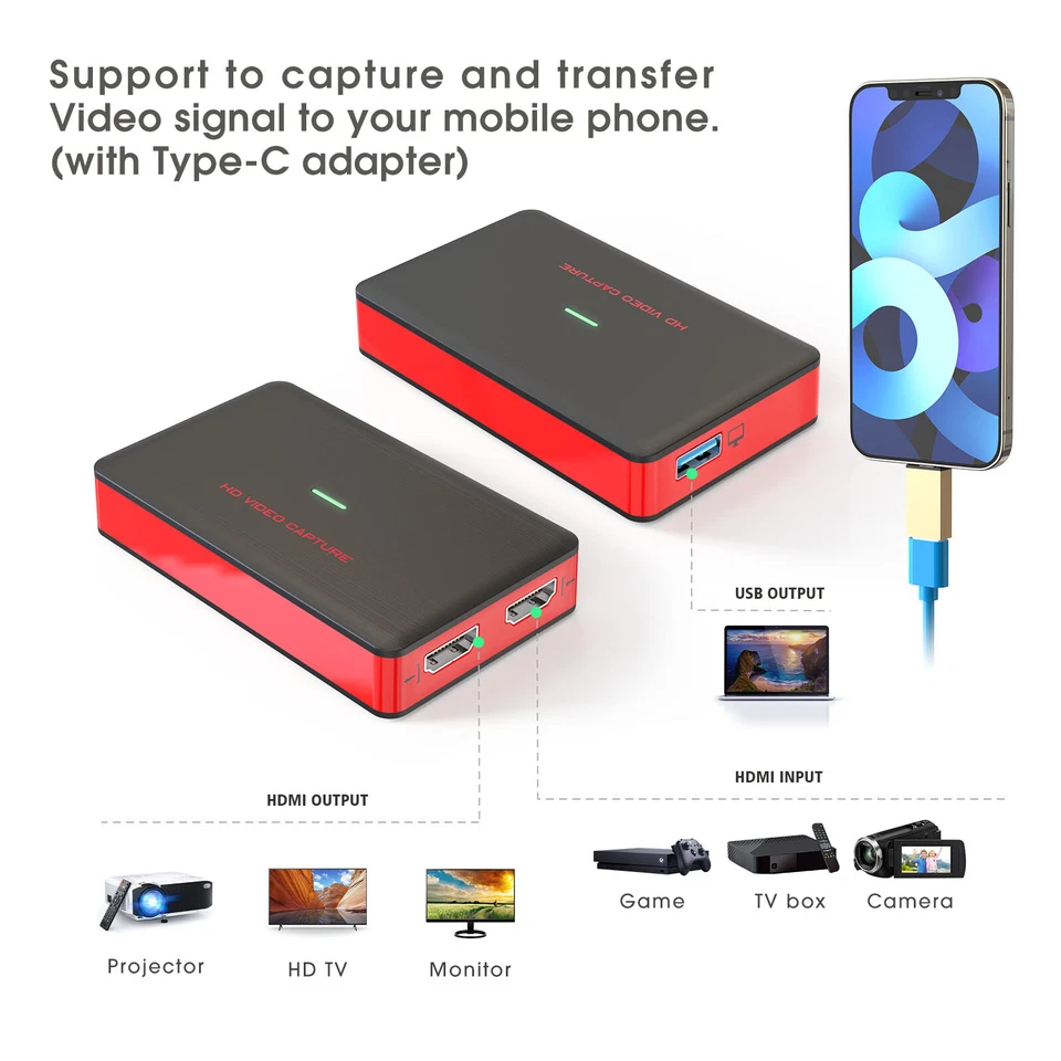 1080P 60FPS USB 3.0 HDMI HD Game Video Capture Card Game Recorder Box Streaming - Image 3 of 4