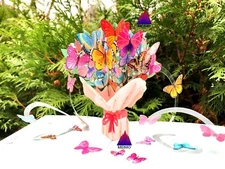 3D Pop Up Greeting Card Butterflies Flower Floral Birthday Mother Anniversary