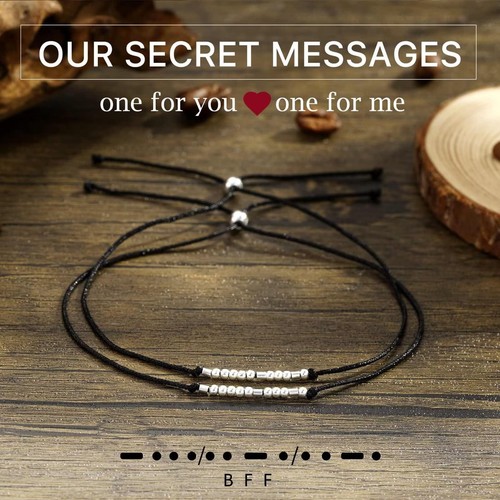 Always and Forever Morse Code Bracelets for Women, S925 Sterling Silver Beads Co - Picture 6 of 7