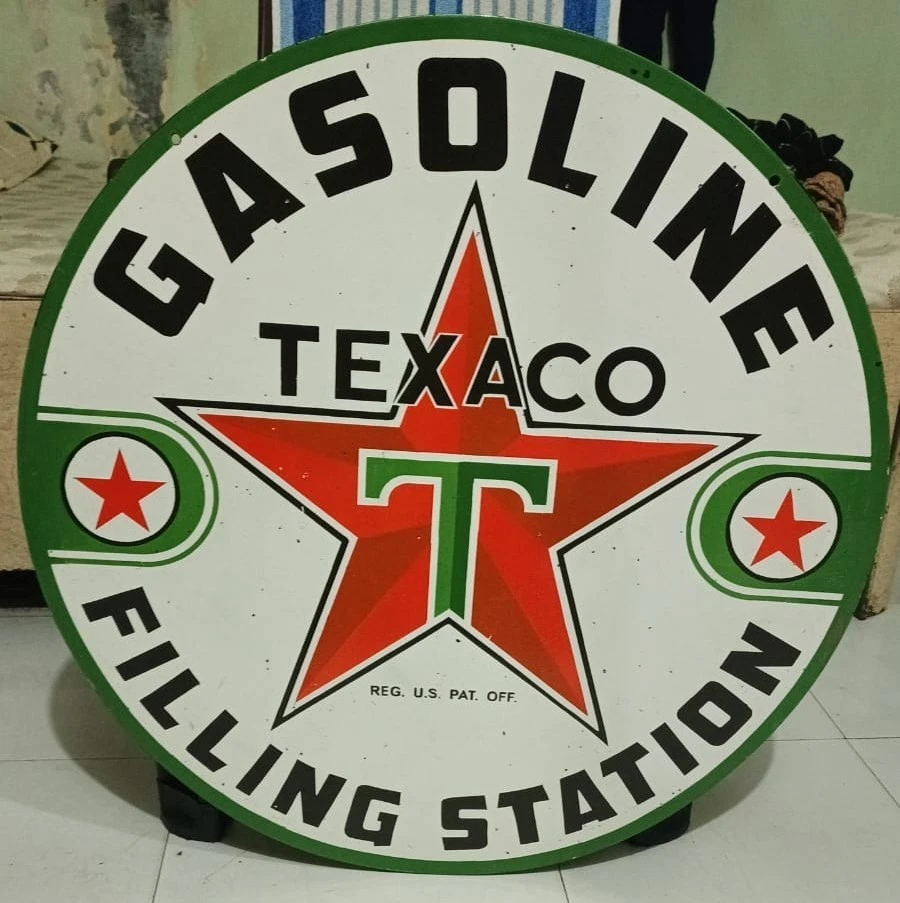 Texaco Filling station  Porcelain Enamel Heavy Metal Sign 30 Inches Double  Side - Image 2 of 4