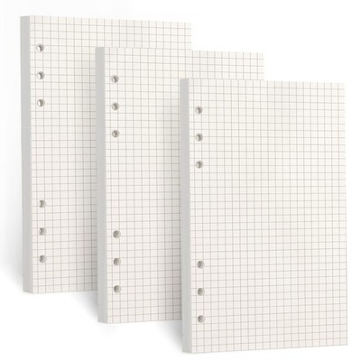 A6 Refill Paper, [3 Pack] Toplive 100GSM Thick Refillable Paper 3 Pack, Grid 