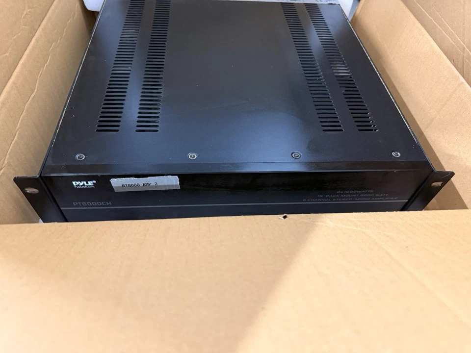 Pyle PT8000CH 8-Channel 19" Rack Power Amplifier 8x1000W w/ Box & Foam - Image 3 of 4