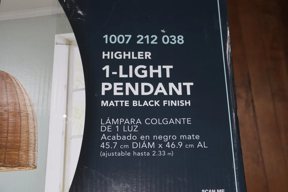 Highler 1-Light Island Pendant with Natural Rattan Shade Matte Black HD5887A3 - Image 3 of 4