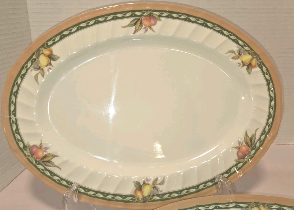 Plato ovalado Miracle Melamine Wares patrón de frutas Acción de Gracias 6 14" Foto 2 de 4