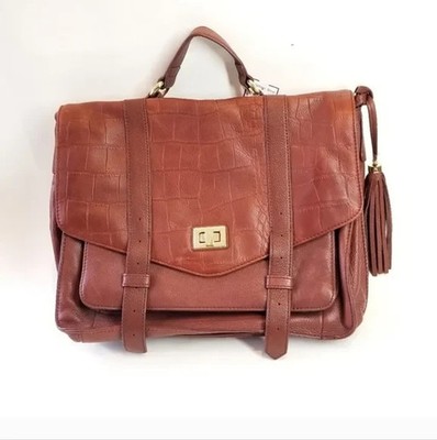 Cynthia Rowley extra large leather messenger handbag/work bag/carry all/ laptop 
