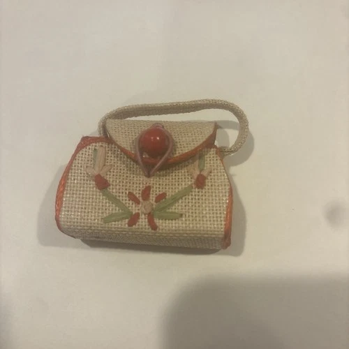 VINTAGE 1960's PREMIER BARBIE CLONE 956 FLORAL STRAW PURSE CISSETTE TAMMY BAG