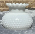 VINTAGE WHITE HOBNAIL MILK GLASS LAMP SHADE REPLACEMENT 8” Ruffled Top Excellent