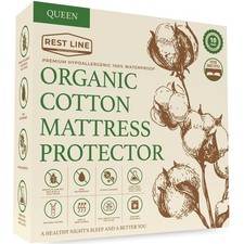 Queen Size 60x80  Premium 100 Organic Cotton Waterproof Mattress Protector, ...