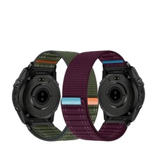 Elastic Nylon Loop Watch Strap QuickFit For Garmin Watch 26mm/22mm Sporty Band