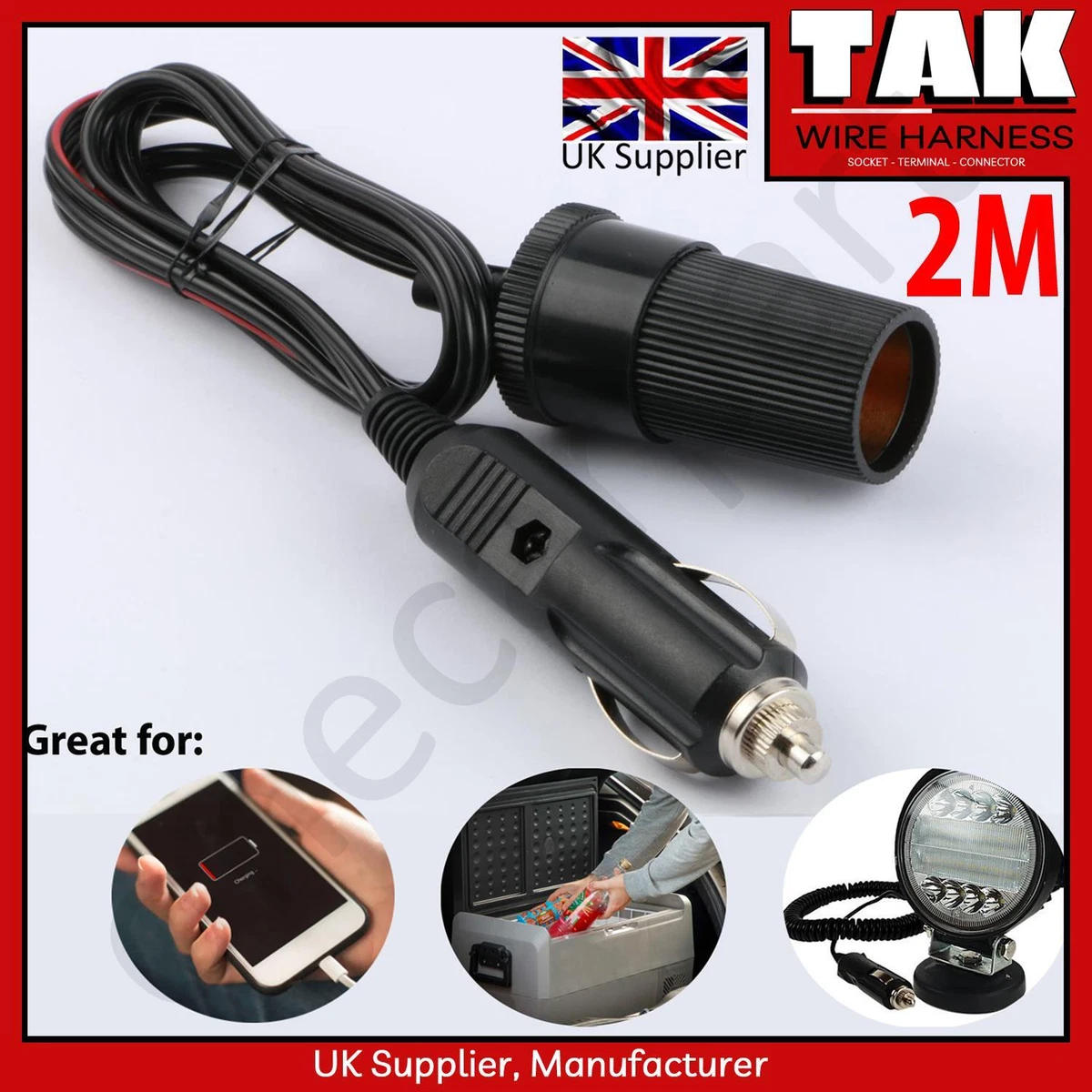 Cigarette lighter 2024 socket extension cord