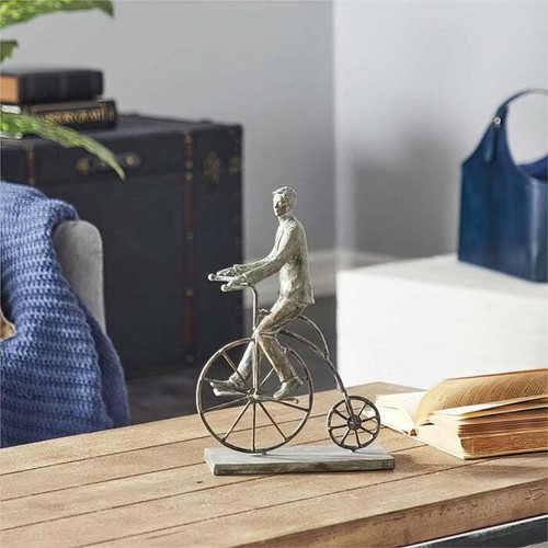 Decorative Sculpture of Man Riding an Old Bike - Picture 2 of 4