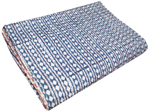Indian Kantha Quilt Bedding Throw Hand Block Print Bedspread Cotton Handmade Art - Picture 2 of 5