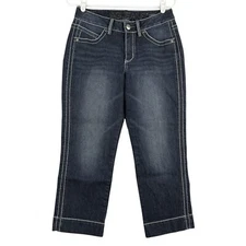 JAG JEANS Women's Navy Denim Cropped Jeans Size 28 Mid Rise Straight Leg