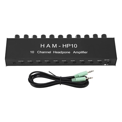 10 Channel Headphone Amplifier 1 Input 10 Output Stereo Audio Splitter NEW