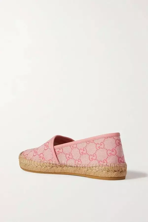 Espadrilles en toile Gucci rose bordure cuir 36,5/US6,5 