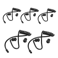 5X Replacement Coiled Ear Tube Acoustic Tube For Two Way Radio Earpiece Black