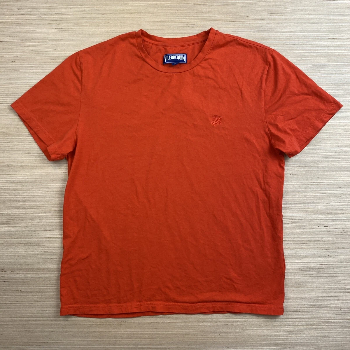 Vilebrequin Mens Red Medium Short Sleeve Casual T Shirt Turtle Cotton Beach