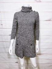 Style &Co. Womens Knit Sweater Short Dress Sz XS Black/White Pockets 3/4 Sleeve