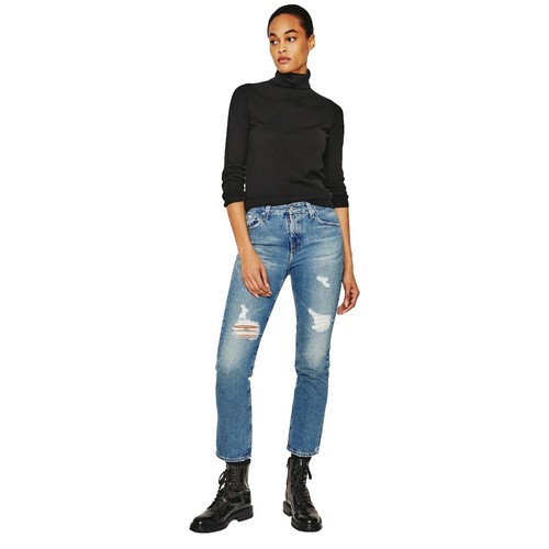 Current/Elliott The Boyfriend Jeans For Women - Straight Leg, Onyx Wash, Distressed Denim - View #3