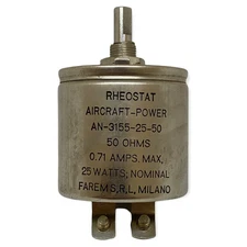 AN-3155-25-50 Precision Aircraft Rheostat 25W 50Ohms FAREM