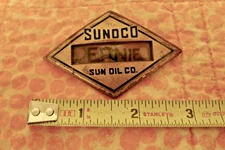 Vintage 1940s Sunoco Service Station Attendant Cap Badge "Ernie" Brass Screwback