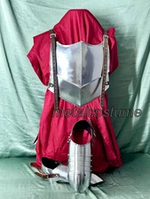 Lady Medieval Steel Breastplate Armor with Leather Straps,Foot Guard,Tariff free