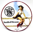 Smith & Wesson - Vintage Porcelain Sign - Pump Plate Firearms Advertising