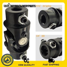 9/16" 26 Spline X 3/4" DD Single Steering U Joint Shaft Rat Street Rod Black