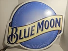 Used Blue Moon Belgian White Man Cave Tin Metal Sign 28" x 25" Vintage Look OEM