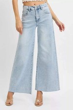 Trendsi High Rise Palazzo Jeans Women's Plus Size Wide Leg Fit USA Ship
