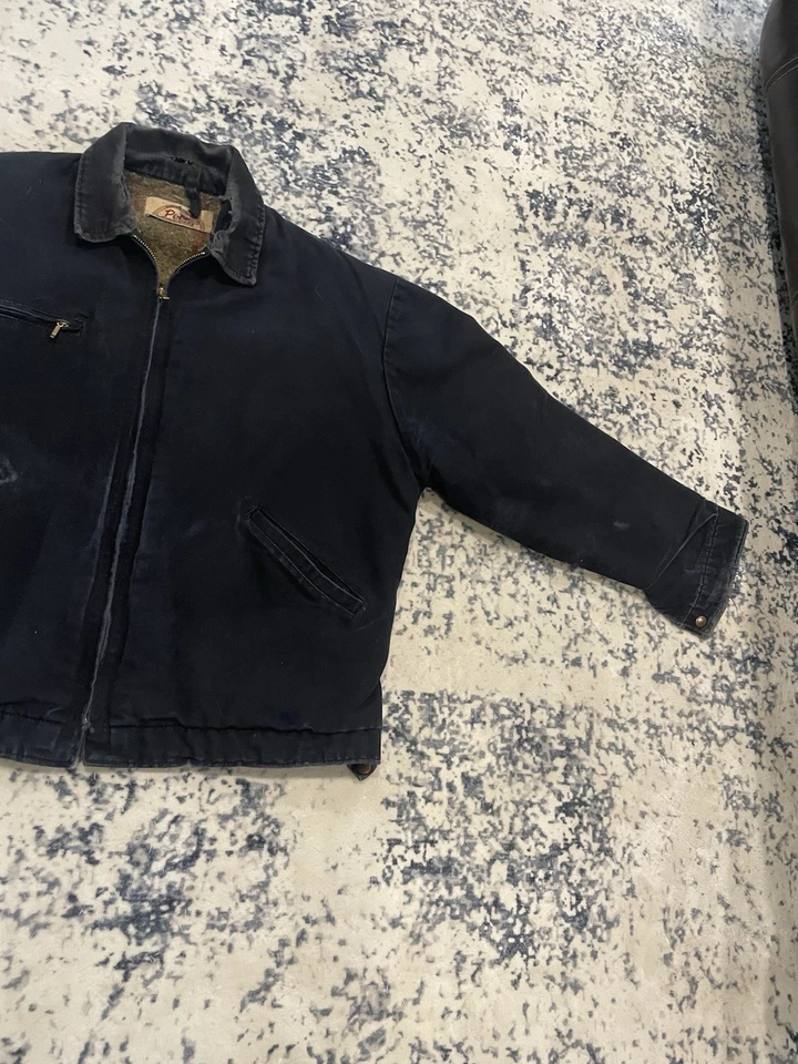 Black Detroit Style Pella Jacket With A Distressed Look, Size Large, Fits Boxy - Image 3 of 4