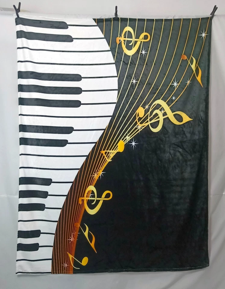Musical Instrument Piano Guitar Bedspread Throw Blanket Christmas Birthday Gift - Image 4 of 4