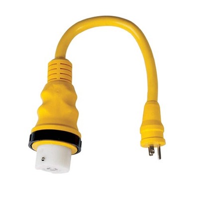 Marinco 150SPP Pigtail Adapter: 15A 125V Male to 50A 125/250V Female
