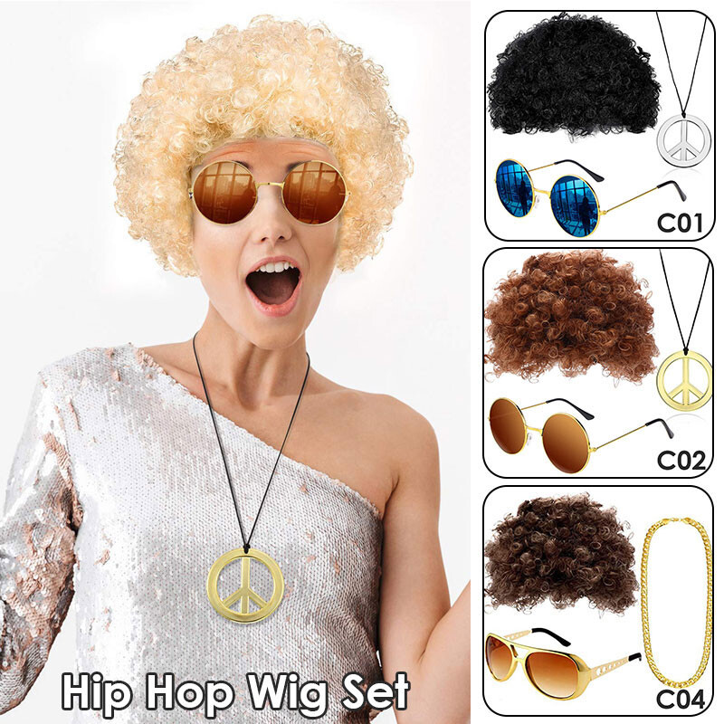 Costume Adulti Anni '80 Hip Hop ILOVEFANCYDRESS: Cappello Pork Pie, Occhiali, Catena, Boombox - Foto 2