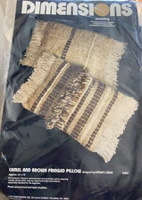 Dimensions Weaving Kit 5002 Boho Camel & Brown fringed pillow 13" x 15" New
