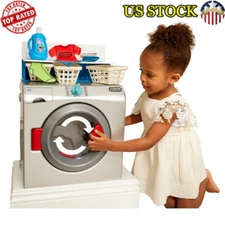 Interactive Toy Washer Dryer Kids Pretend Play Appliances W/ Accessories Plastic