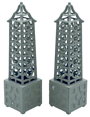 Department 56 Seasons Bay Lattice Obelisk Village Vintage 1998 Set of 2