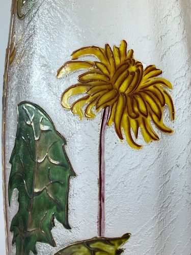 NICE ACID ETCHED DANDELION VASE BY LEGRAS - MONT JOYE - Picture 5 of 14