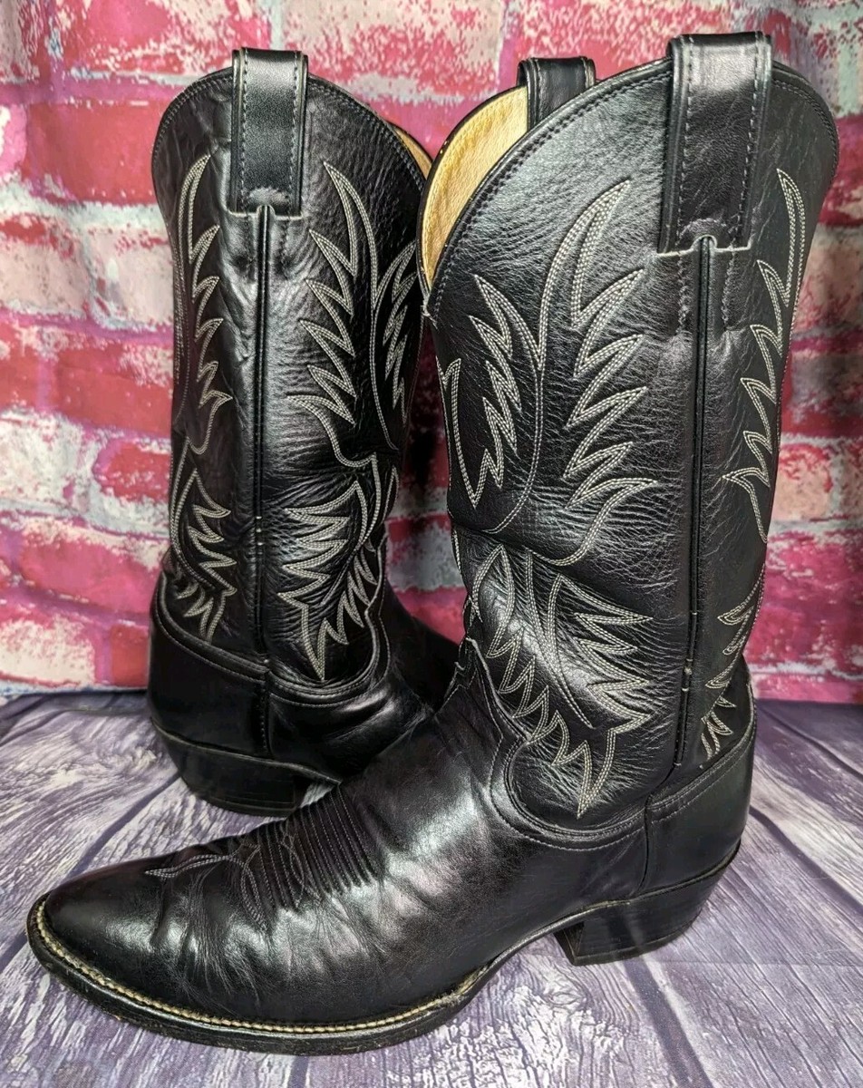 $189 JUSTIN 2041 Black Classic Western Cowboy Boots Mens 10 B